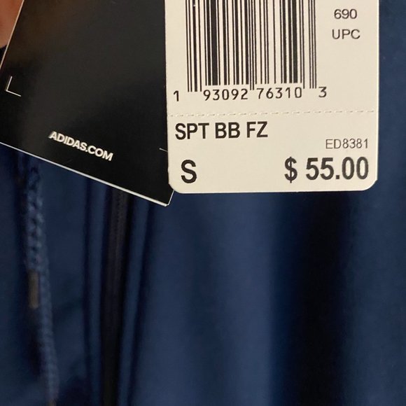 NWT Men’s Sm Zip up Sweatshirt Hoodie Adidas - Picture 4 of 4